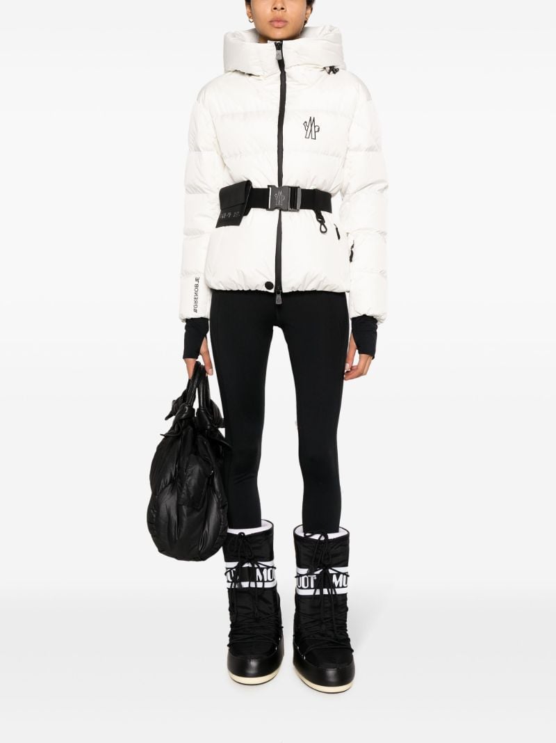 White Bouquetin Belted Puffer Jacket