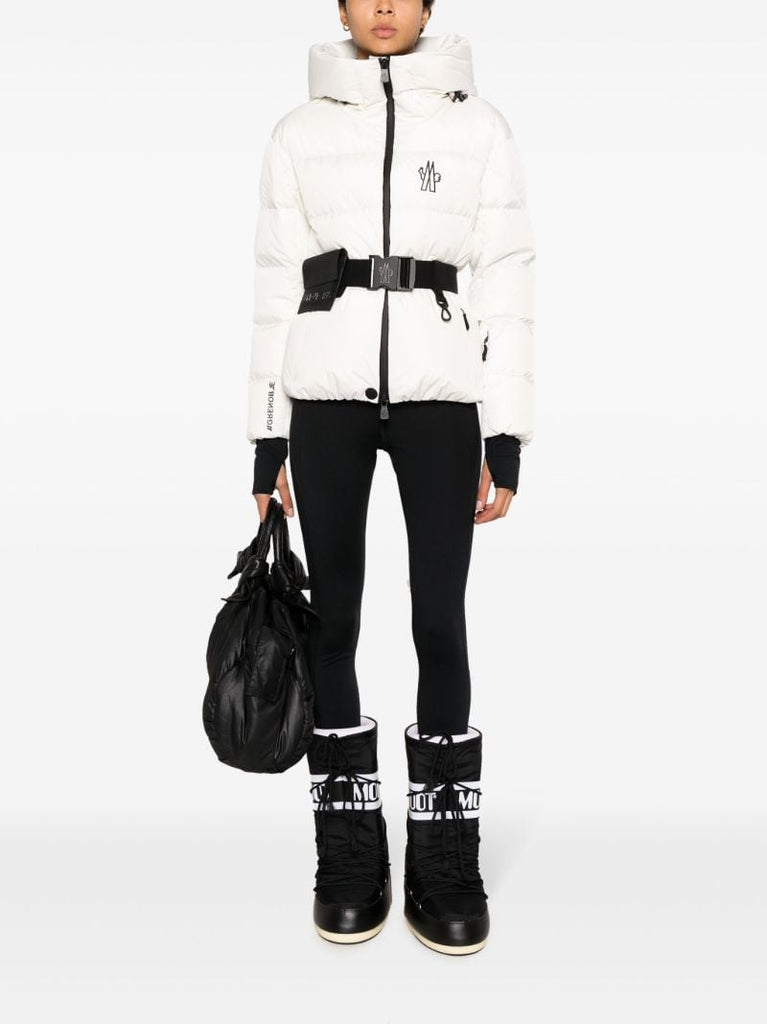 White Bouquetin Belted Puffer Jacket