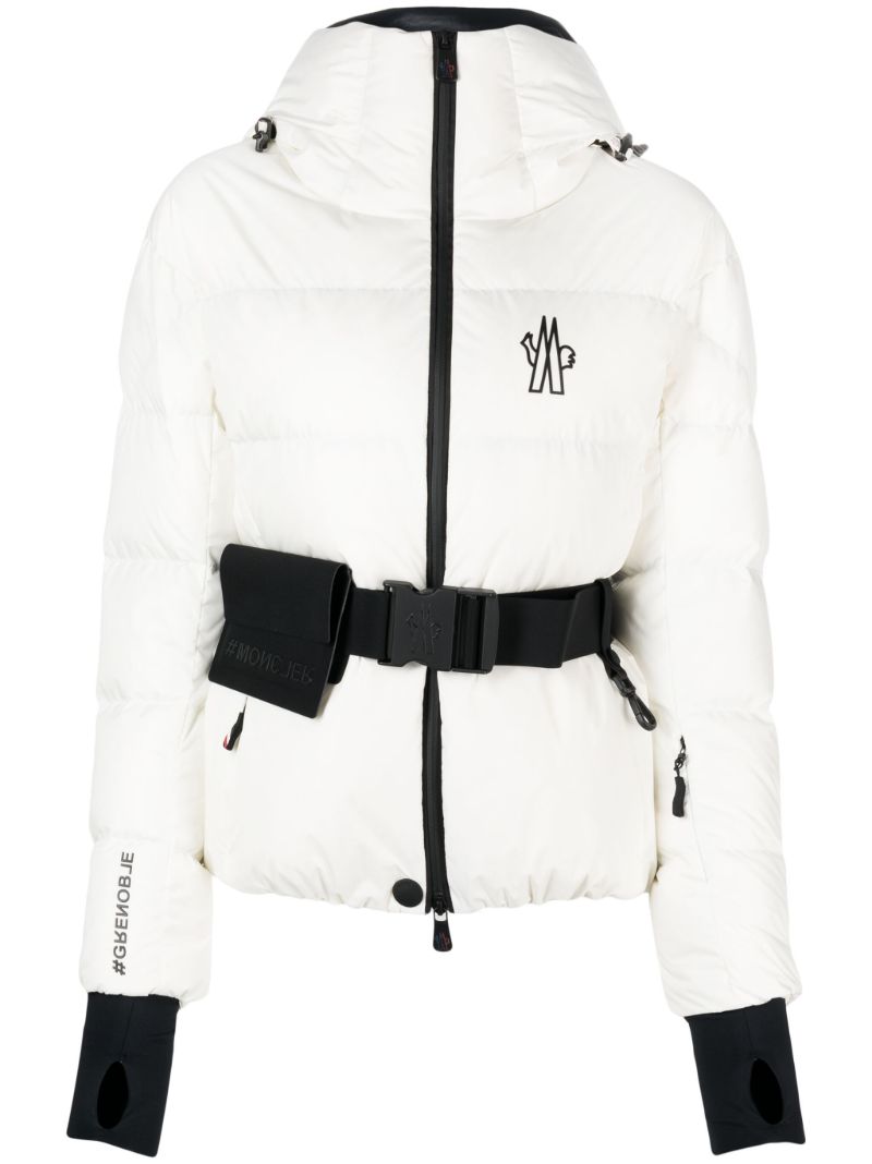 White Bouquetin Belted Puffer Jacket