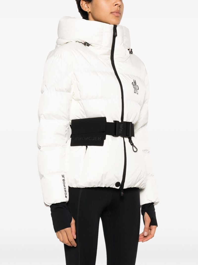White Bouquetin Belted Puffer Jacket