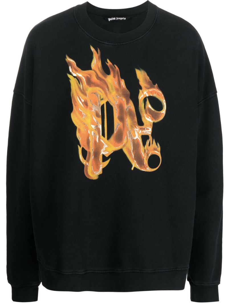 Black Burning-print Cotton Sweatshirt