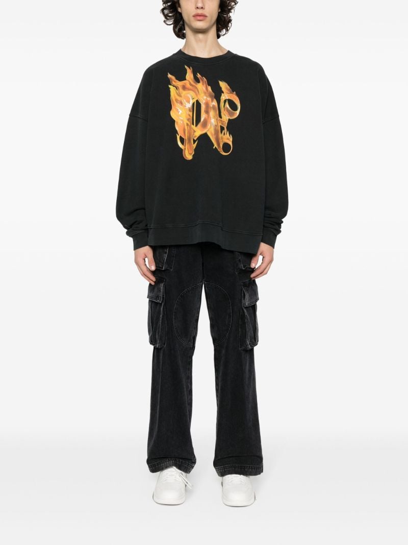 Black Burning-print Cotton Sweatshirt