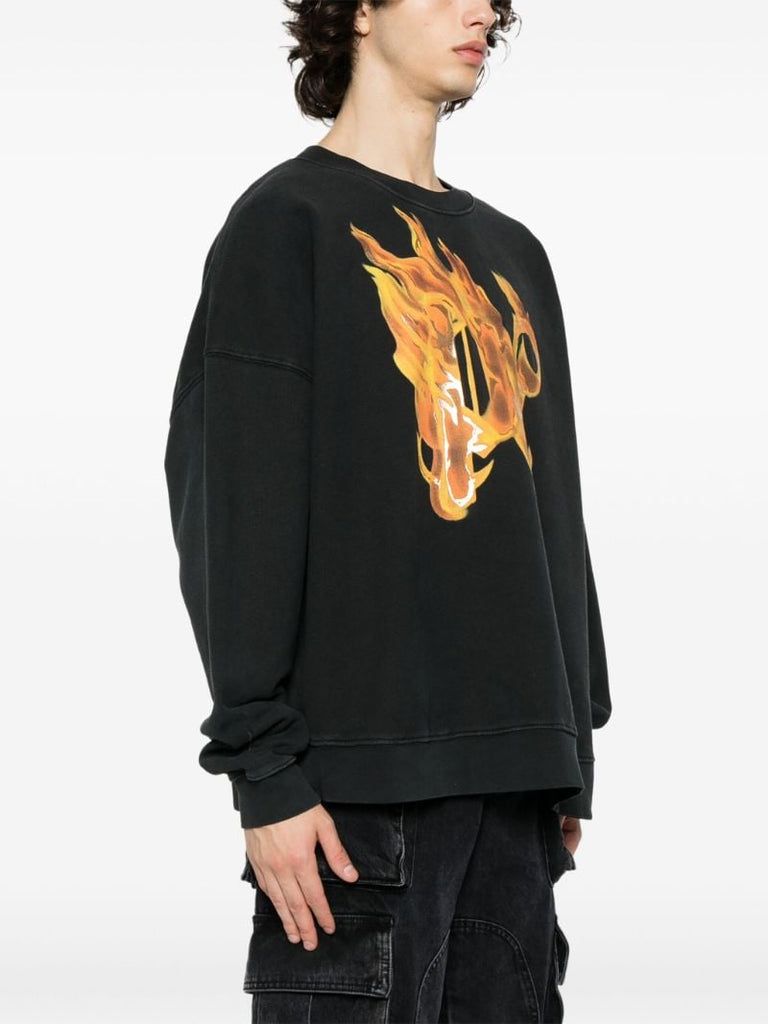 Black Burning-print Cotton Sweatshirt