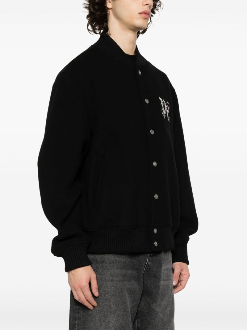 Black Monogram-print Bomber Jacket