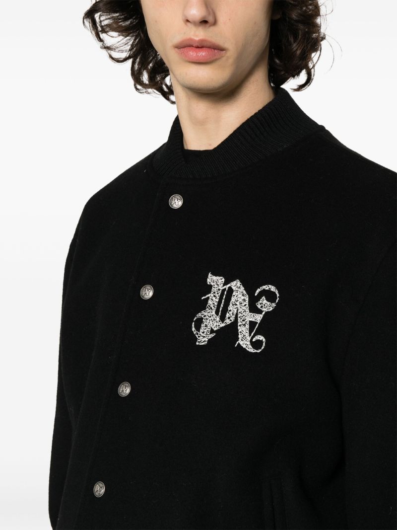 Black Monogram-print Bomber Jacket