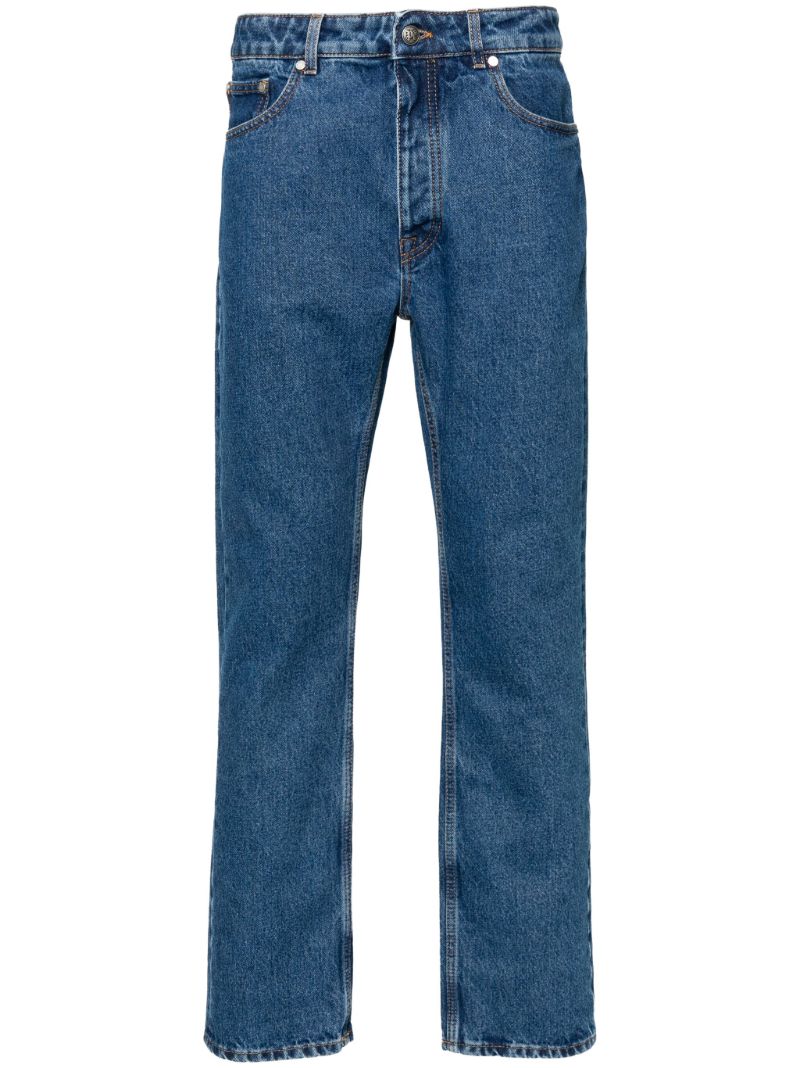 Blue Monogram-embroidered Straight Jeans
