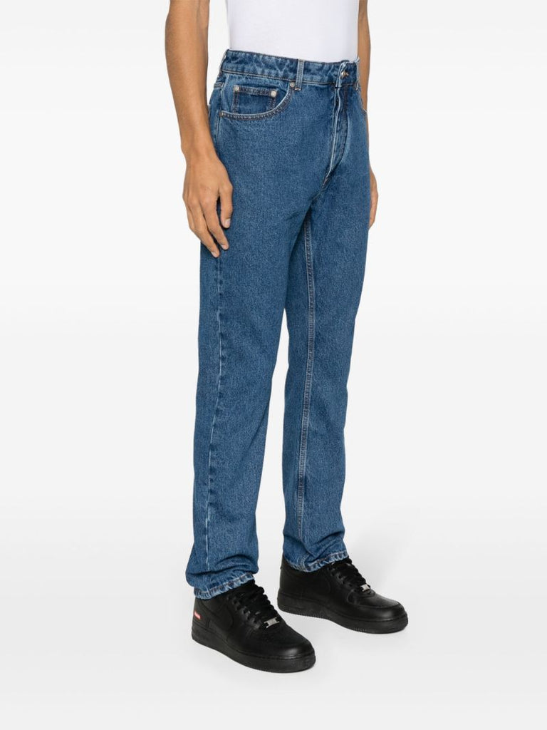 Blue Monogram-embroidered Straight Jeans