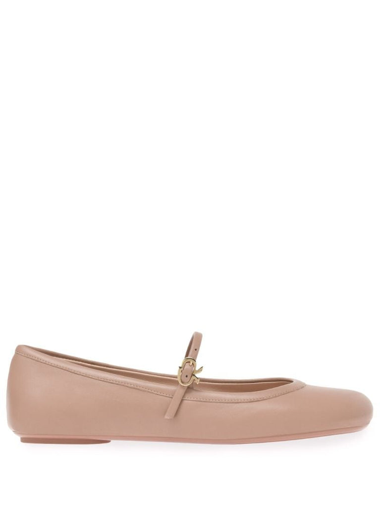 Pink Carla Leather Ballet Pumps