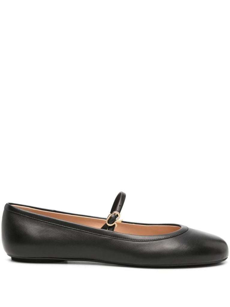 Black Carla Leather Ballet Pumps