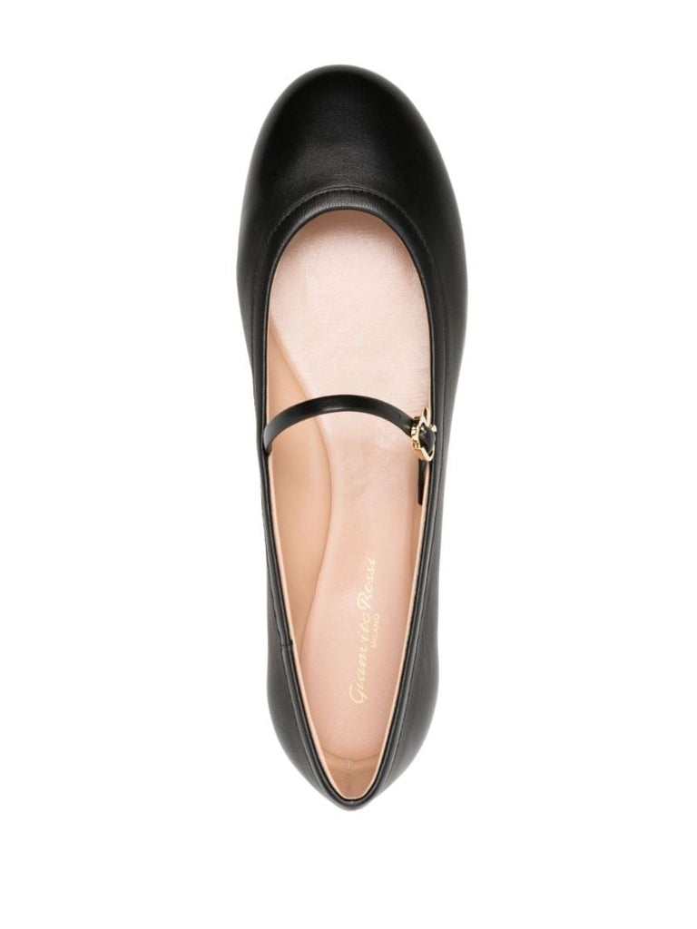 Black Carla Leather Ballet Pumps