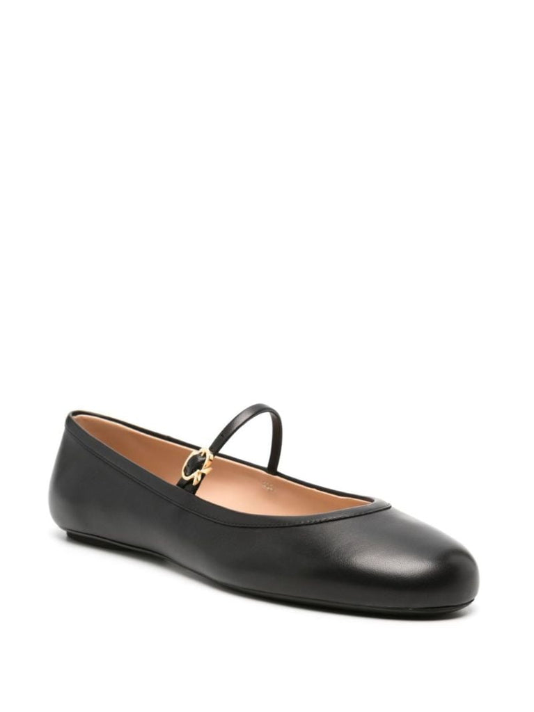 Black Carla Leather Ballet Pumps