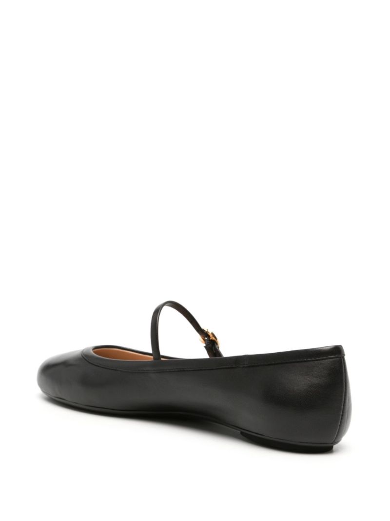 Black Carla Leather Ballet Pumps