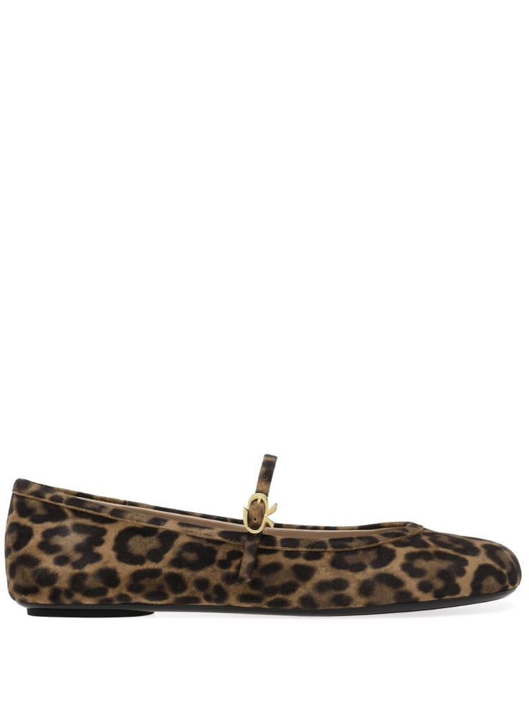 Brown Carla Leopard-print Suede Ballet Pumps