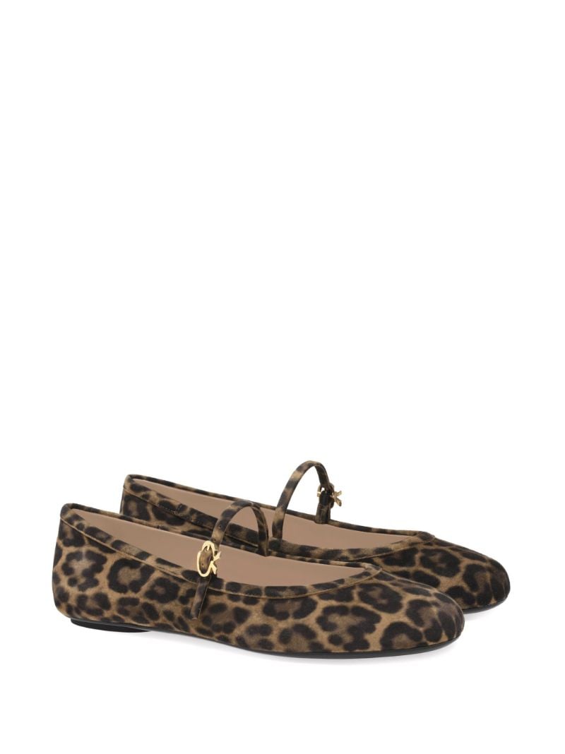Brown Carla Leopard-print Suede Ballet Pumps