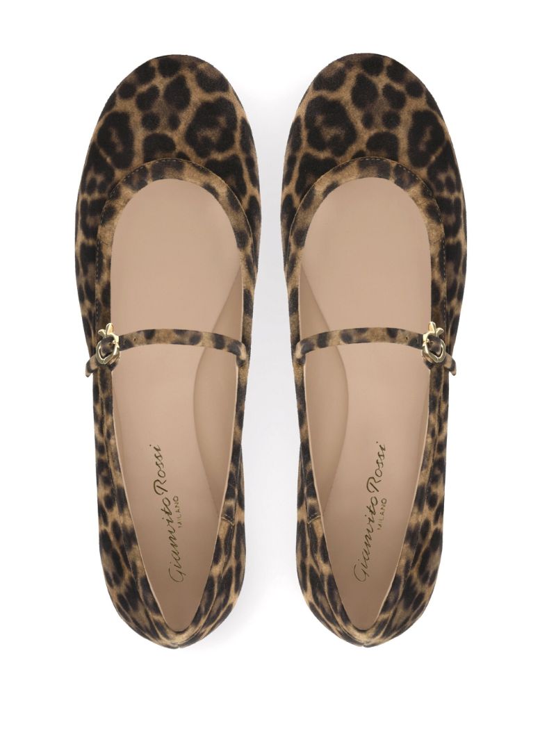 Brown Carla Leopard-print Suede Ballet Pumps