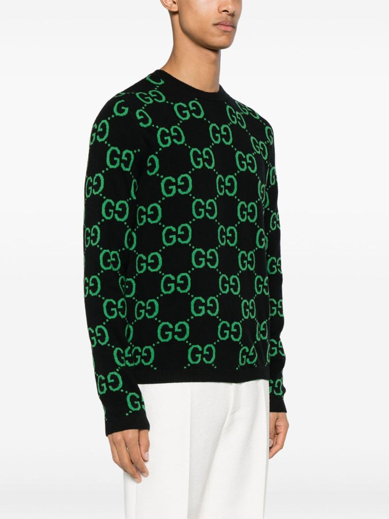 Black Gg-jacquard Wool Sweater