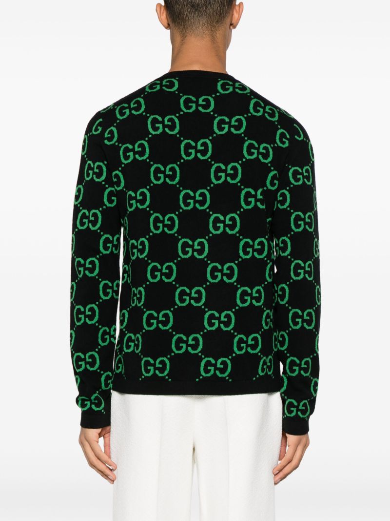 Black Gg-jacquard Wool Sweater