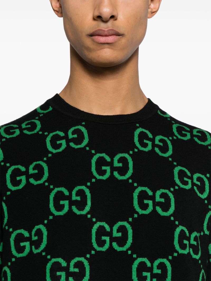 Black Gg-jacquard Wool Sweater