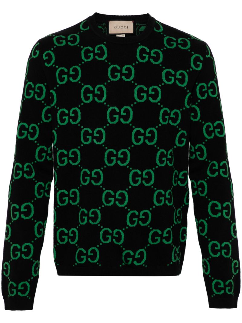Black Gg-jacquard Wool Sweater