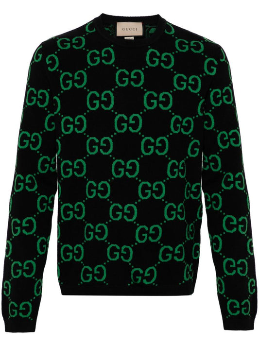 Black Gg-jacquard Wool Sweater