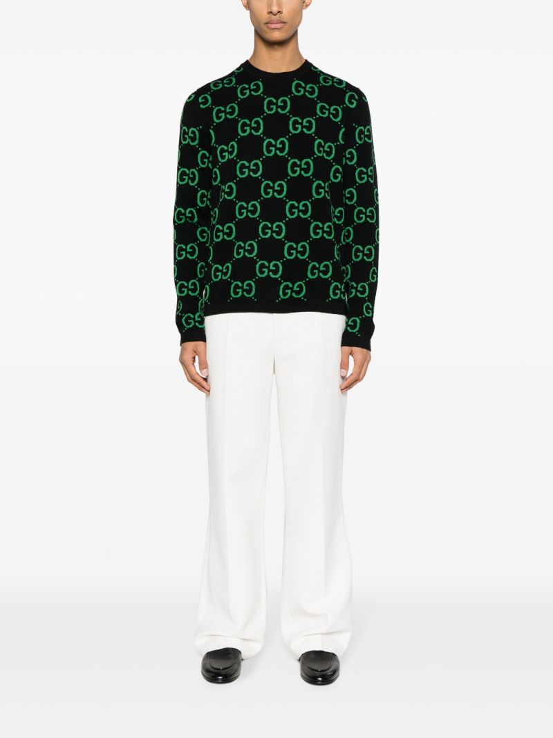 Black Gg-jacquard Wool Sweater