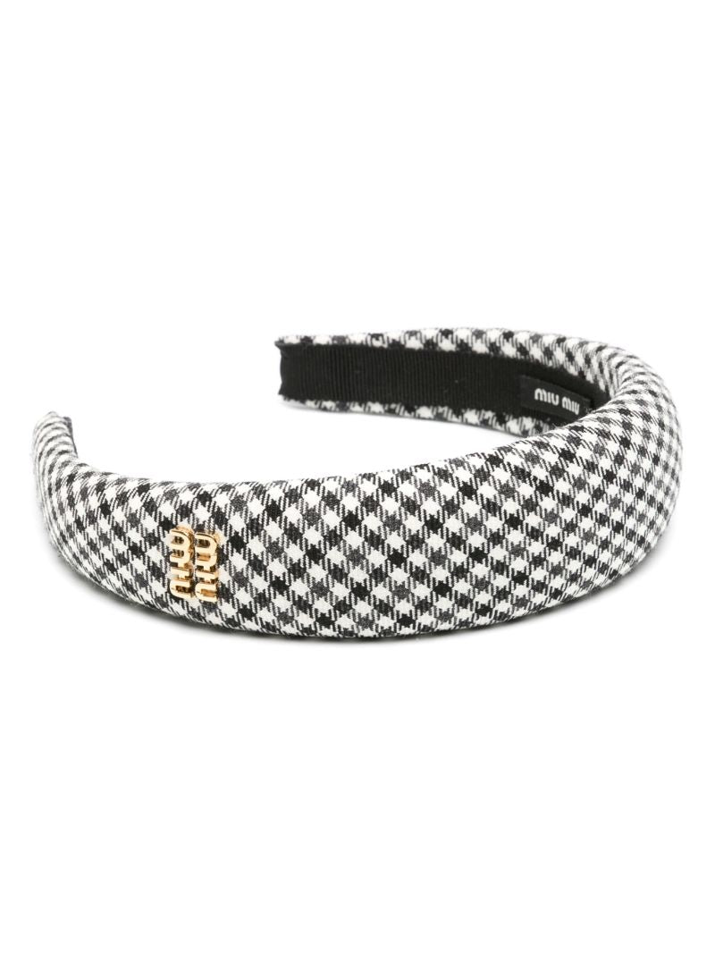 Black Logo-plaque Gingham Headband