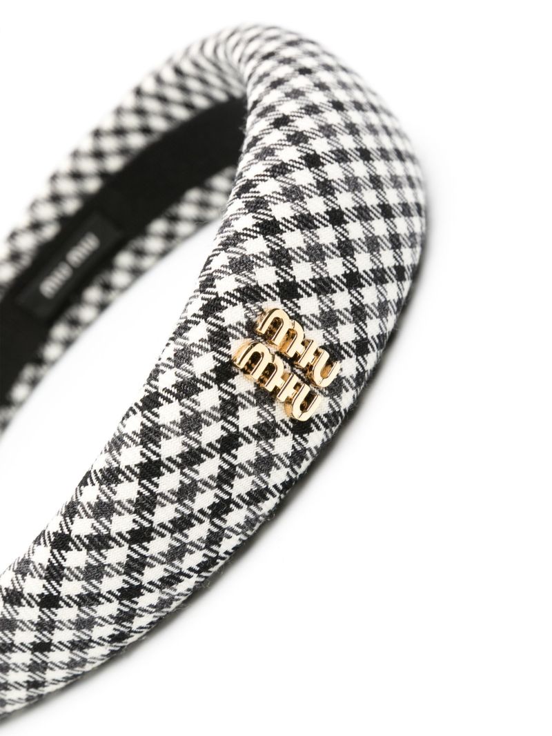 Black Logo-plaque Gingham Headband