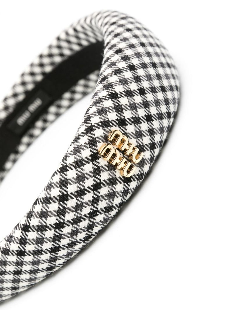 Black Logo-plaque Gingham Headband