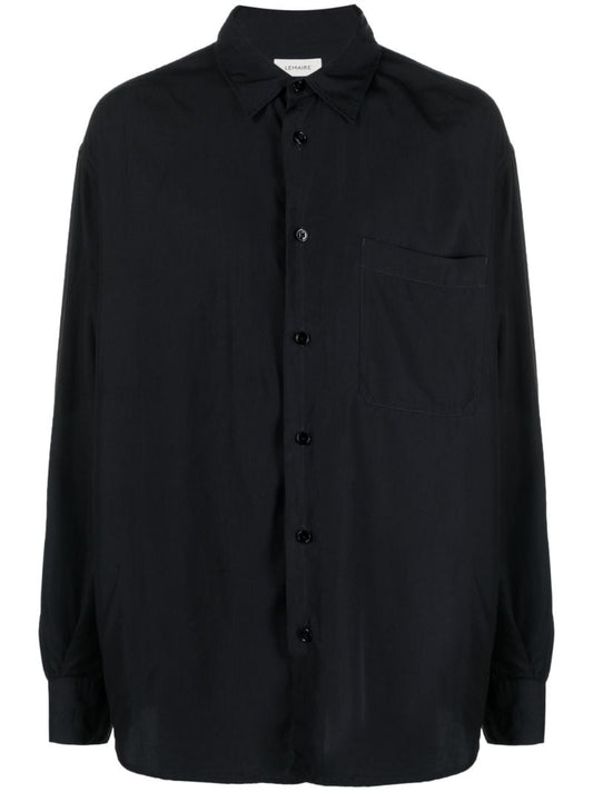 Blue Satin-finish Shirt