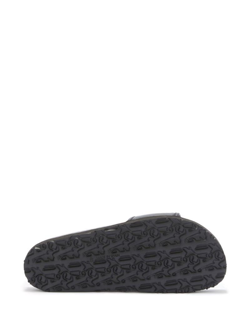 Black Monogram Plaque Leather Slides