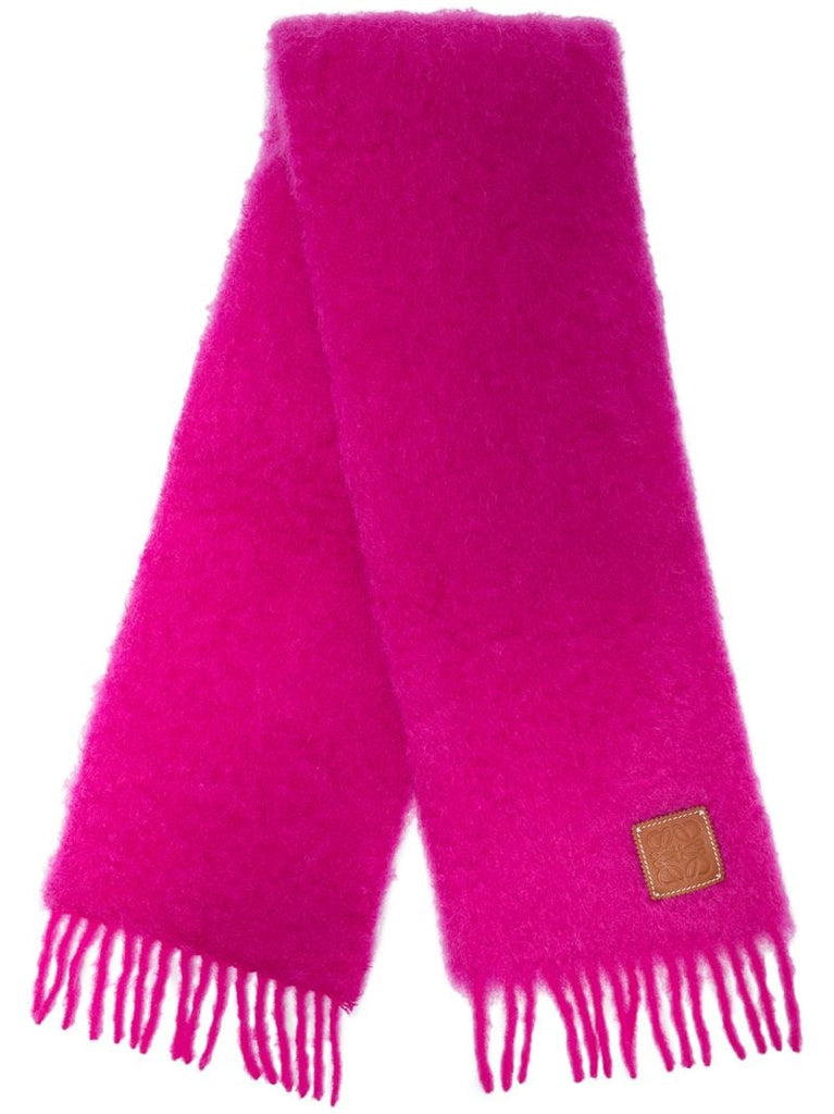 Pink Anagram-appliquÃ_x0083_Â© Fringed Scarf