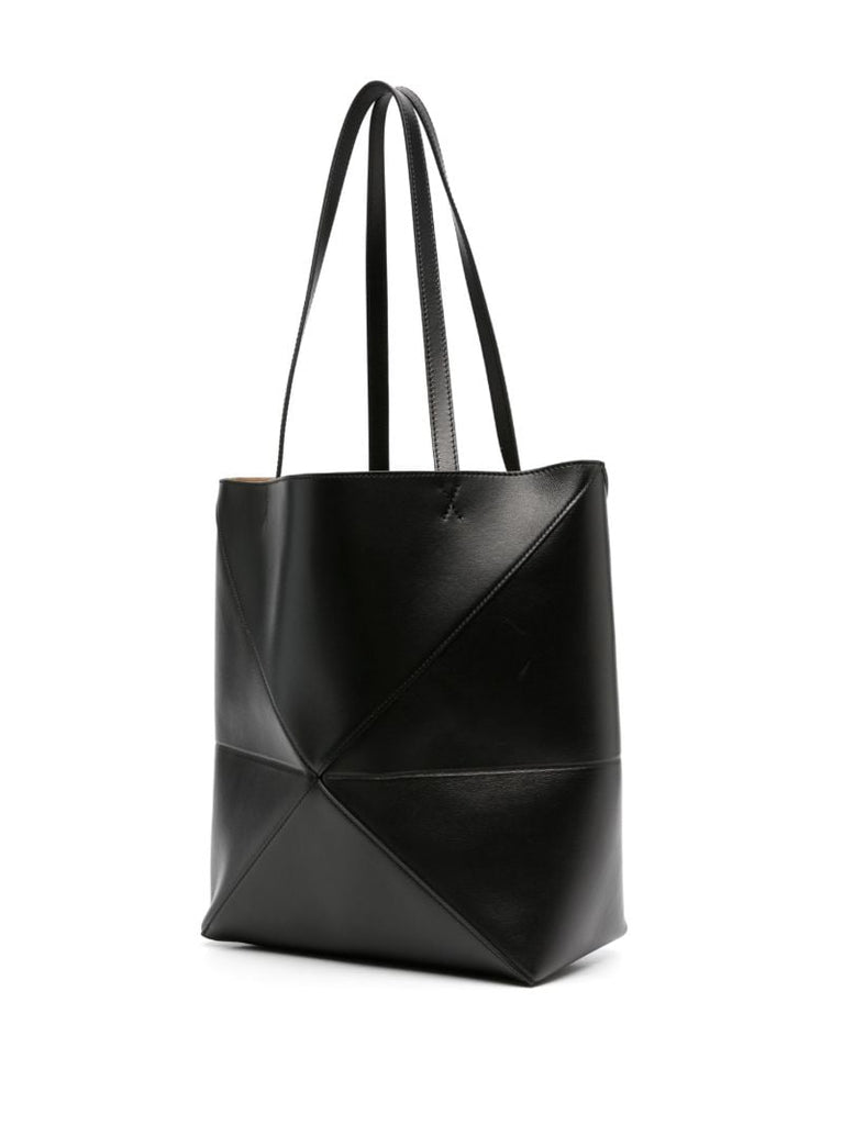 Black Puzzle Fold Medium Tote Bag