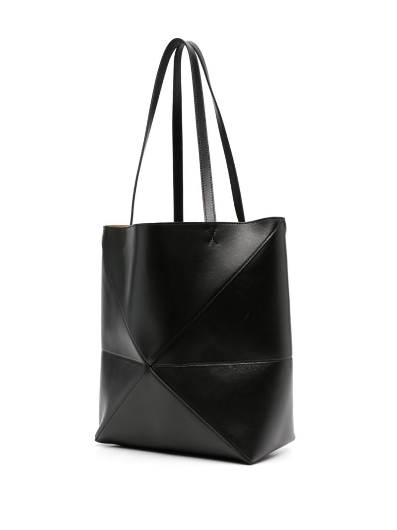 Black Puzzle Fold Medium Tote Bag