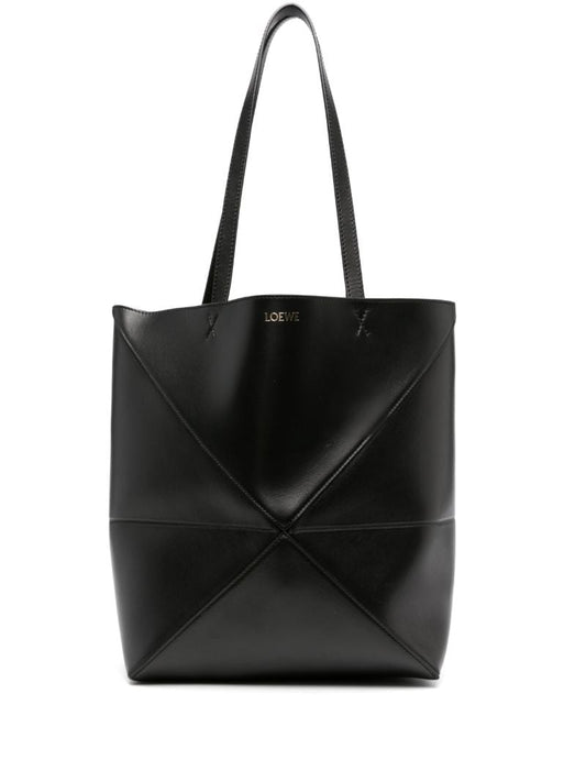 Black Puzzle Fold Medium Tote Bag