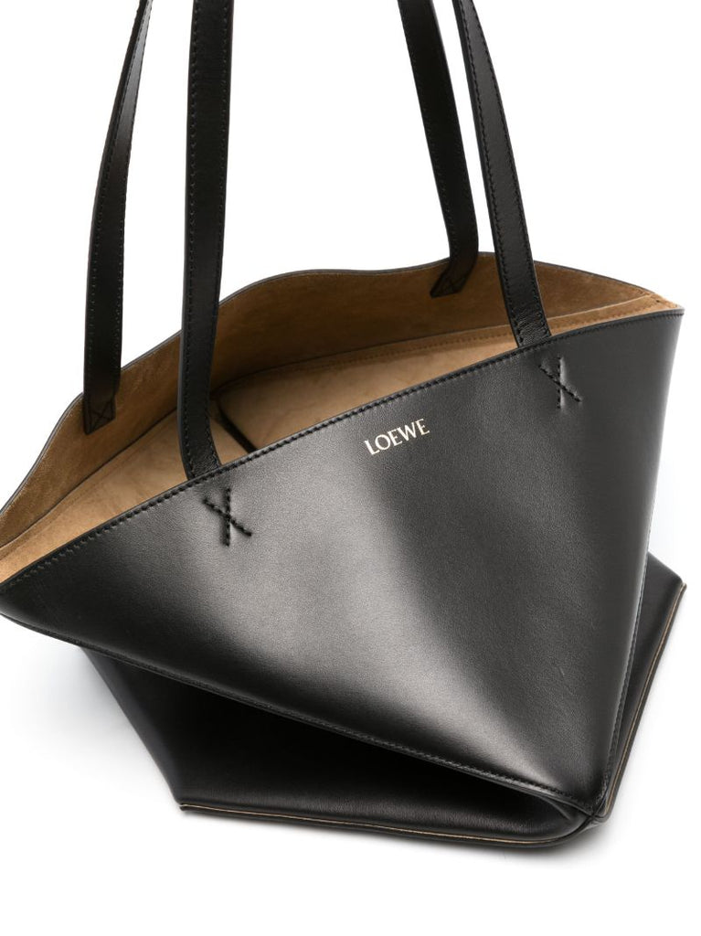 Black Puzzle Fold Medium Tote Bag