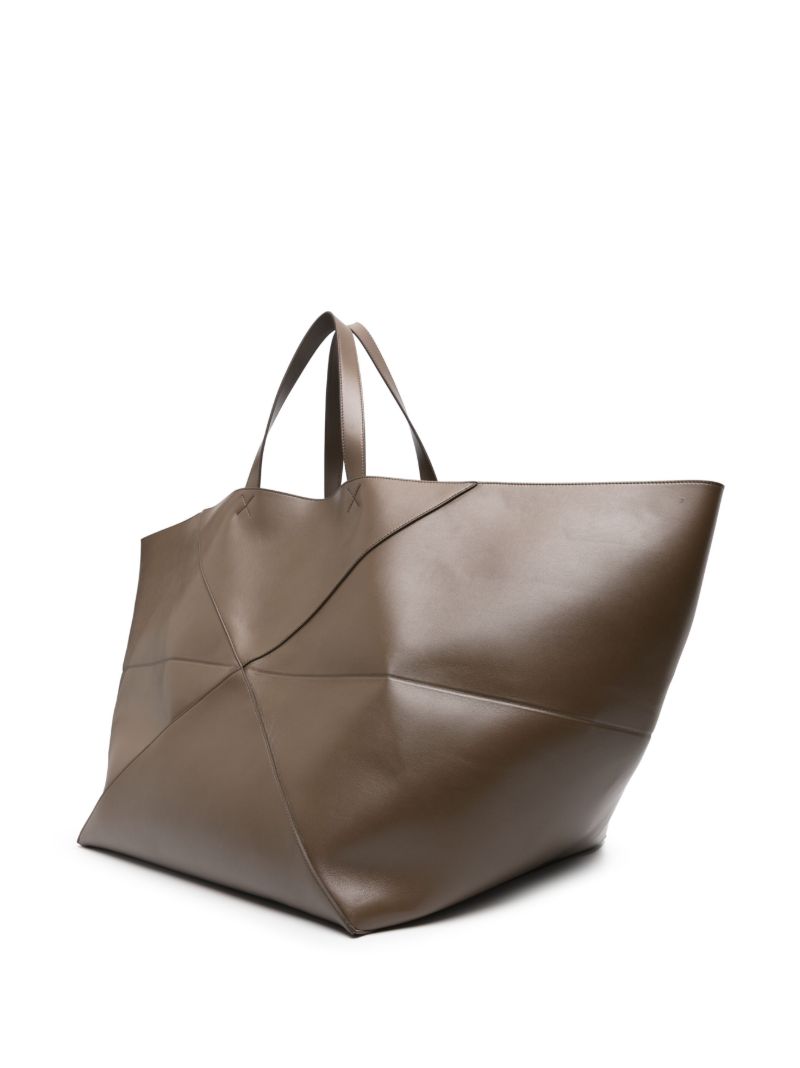 Brown Puzzle Fold Xxl Tote Bag
