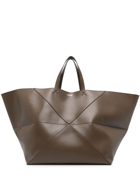 Brown Puzzle Fold Xxl Tote Bag
