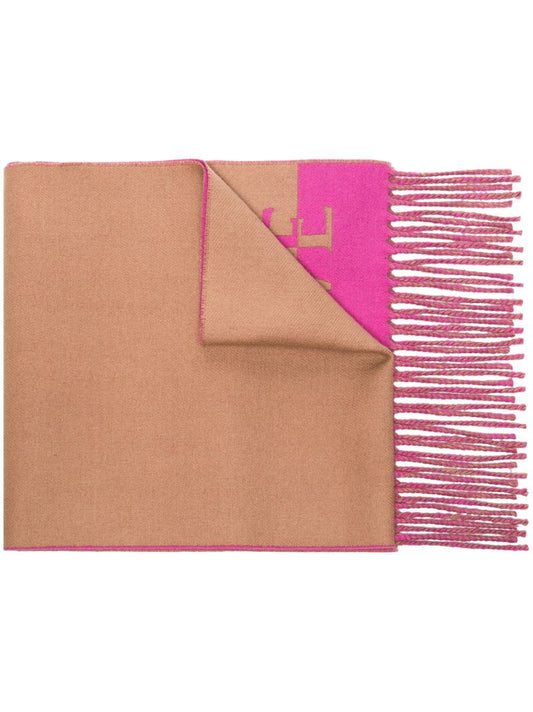 Brown Logo-jacquard Fringed Scarf