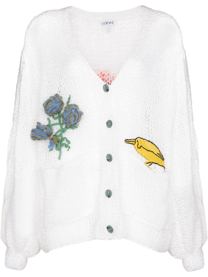 White Herbarium Embroidered Cardigan