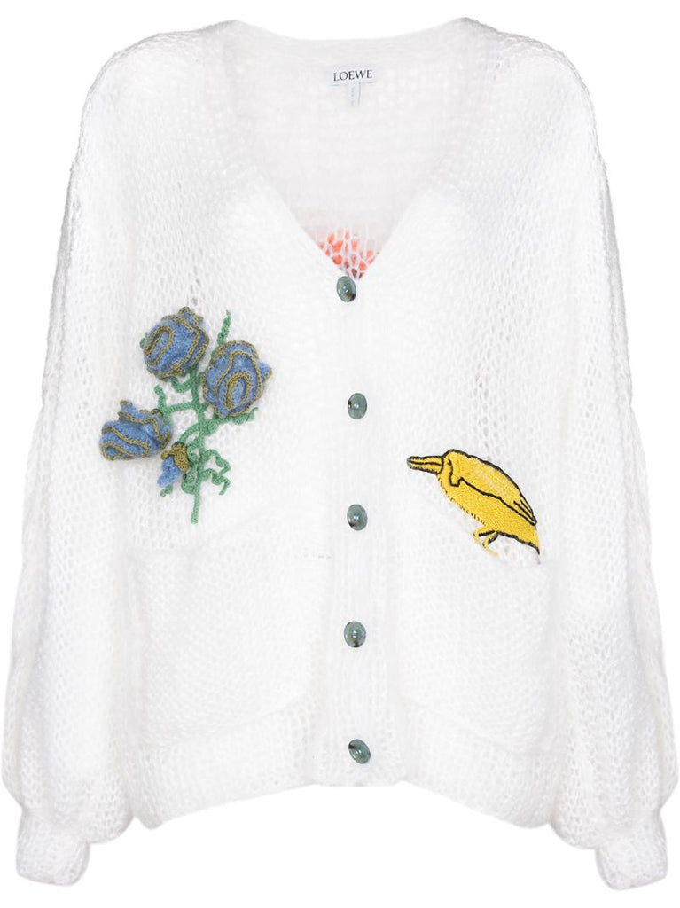 White Herbarium Embroidered Cardigan