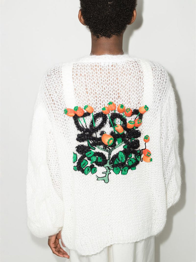 White Herbarium Embroidered Cardigan