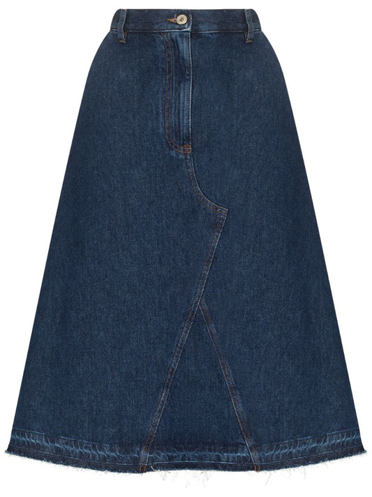 Blue Panelled Denim Midi Skirt