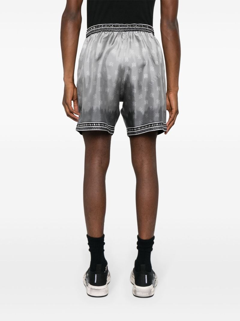 Black Palm Tree-print Silk Shorts