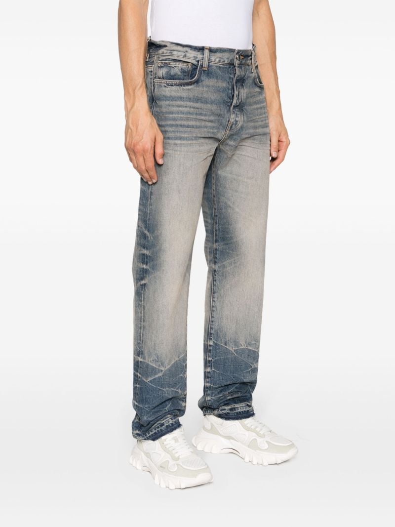 Blue Straight Leg Faded Jeans