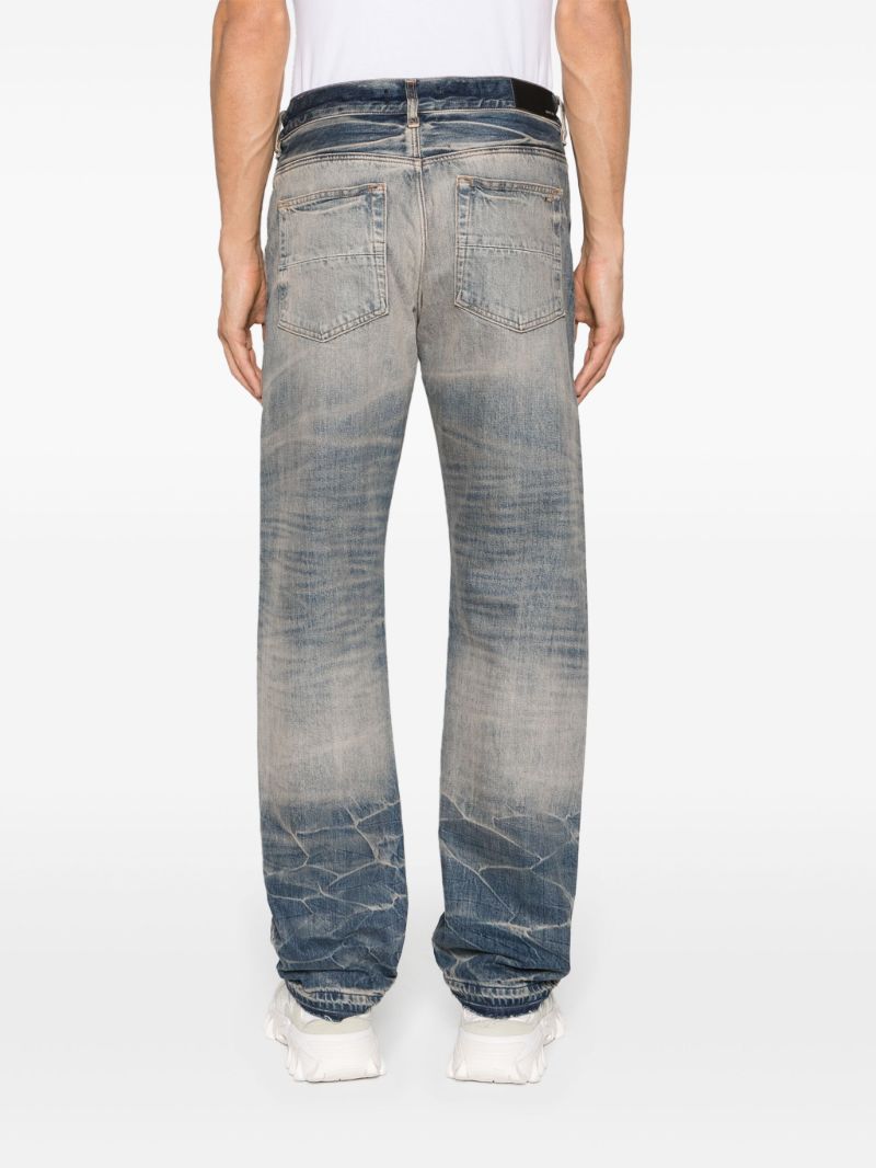 Blue Straight Leg Faded Jeans