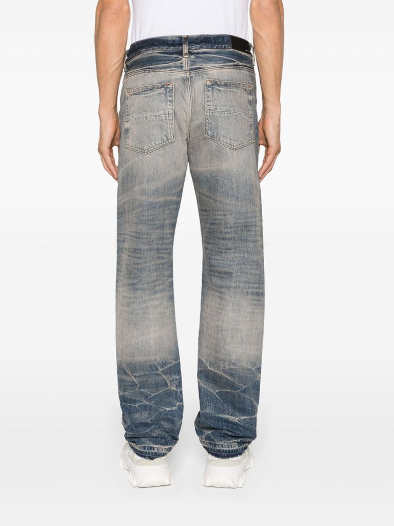 Blue Straight Leg Faded Jeans