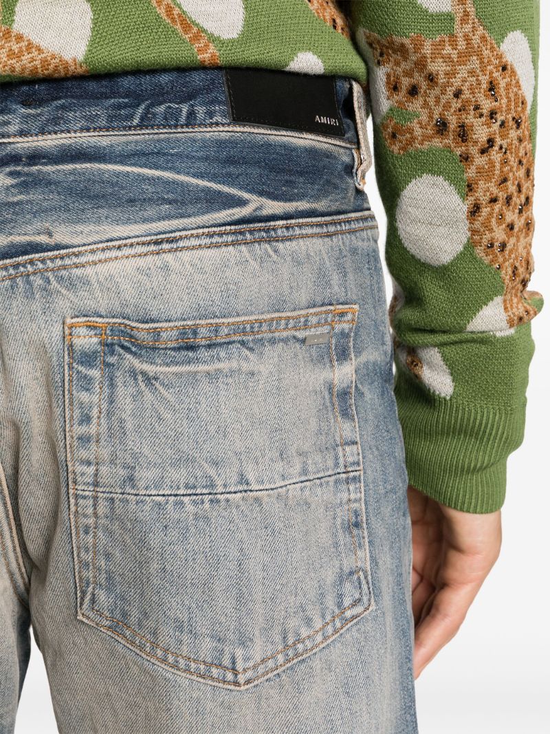 Blue Straight Leg Faded Jeans