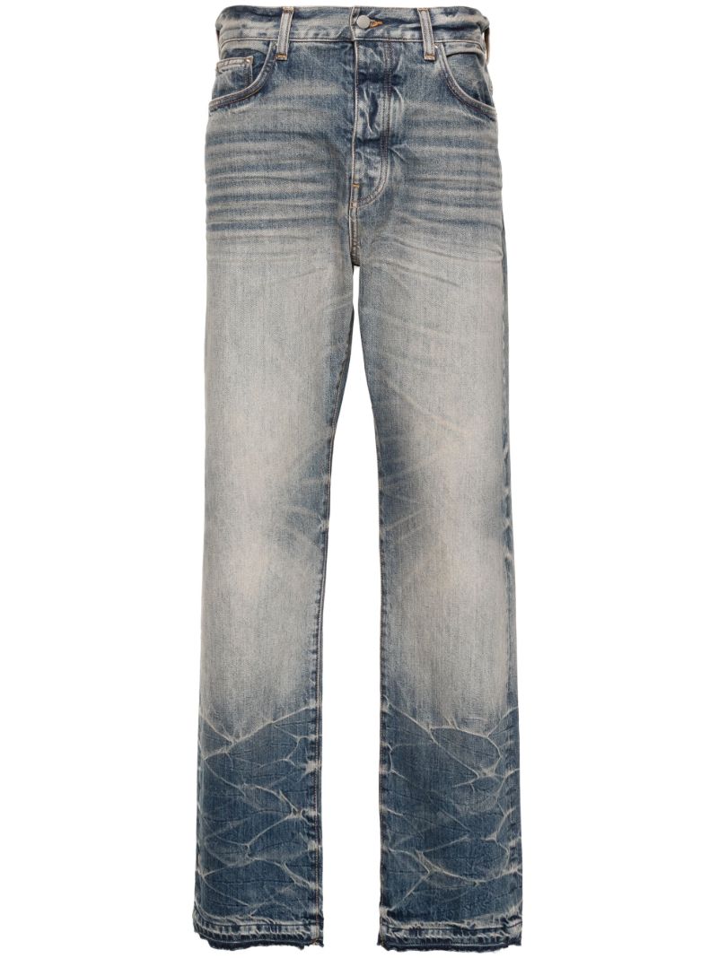 Blue Straight Leg Faded Jeans
