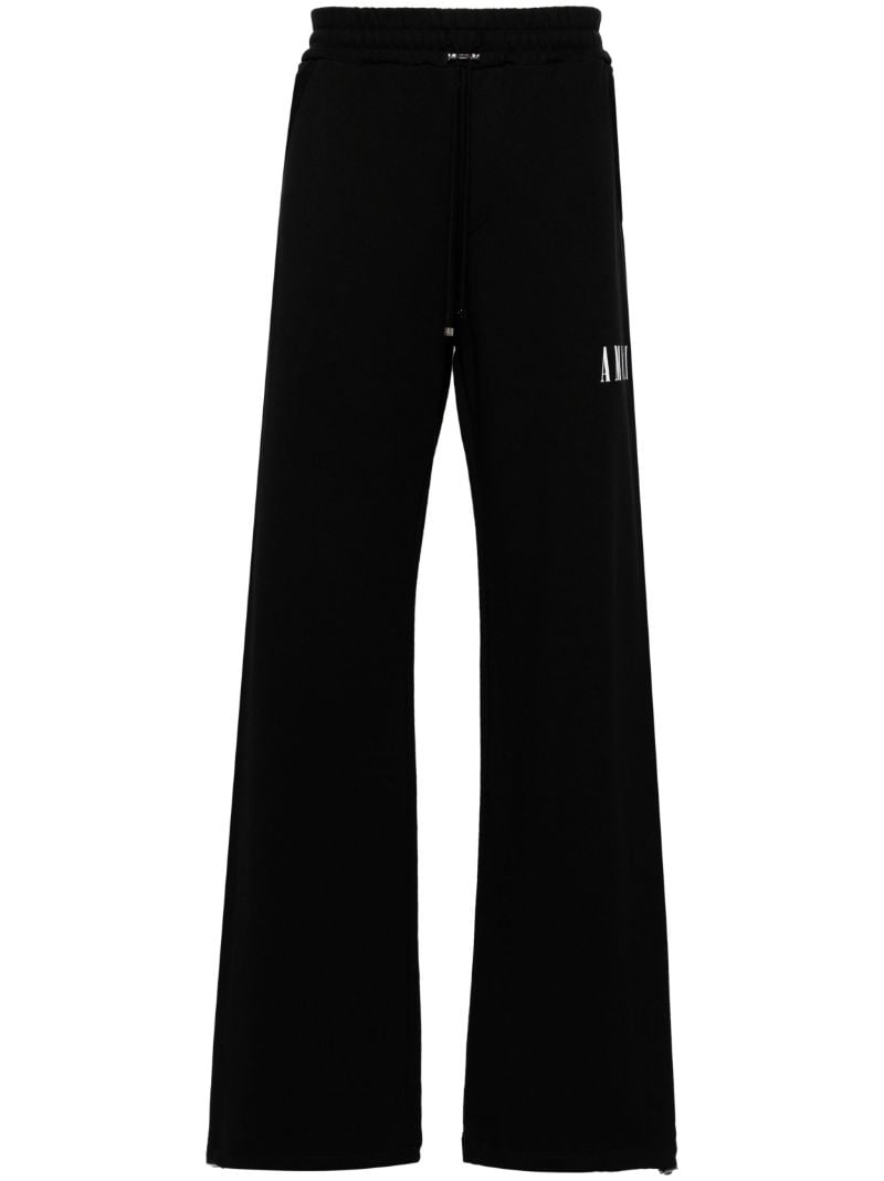 Black Wide-leg Cotton Track Pants