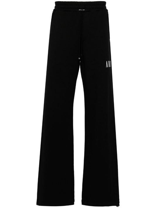 Black Wide-leg Cotton Track Pants